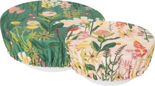 Now Designs Save Set Bowl Covers, DIA7.5in / DIA9.25in, Bees & Blooms