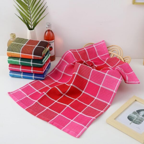 Bright Large Kitchen Towels, 4-Pack, 16 Inch x 26 Inch Buffalo Check Dish Towels for Washing Drying Dishes, Colorful Waffle Design Tea Towels Bar Towels, Buffalo - Image 6