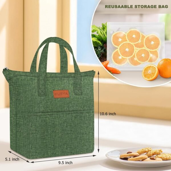 Lunch Box for Women, Lunch Bag for Women Men Adult Simple Lunchbox Reusable Insulated Lunch Boxes Large Capacity LunchBag, with Food Storage Bags for Work, Office or Picnic - Image 6