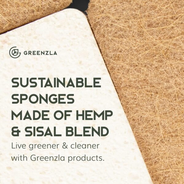 Greenzla Natural Kitchen Sponges 12 Pack - Plant-Based Biodegradable Sisal Hemp Dish Sponge - Eco-Friendly, Zero-Odor, Non-Scratch Scouring Pad for Kitchen Countertops, Bathtubs, Tiles, and More - Image 4