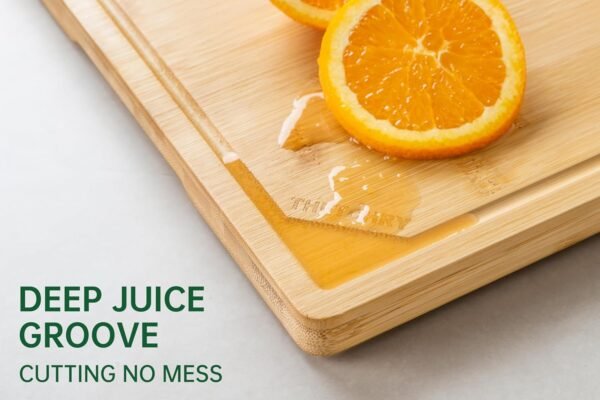 Organic Bamboo Cutting Boards for Kitchen-Wood Non-Slip Cutting Board with Juice Groove & Handle, Extra Large Chopping Board for Meat, Perfect Size for Prep & Serving, 17" x12" x0.7" - Image 4