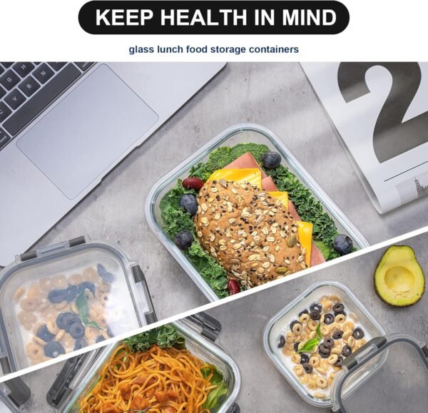 Glass Food Storage Containers with Lids Airtight, Glass Meal Prep Containers for Lunch, Glass Container Set, BPA Free（20 Pieces） - Image 6