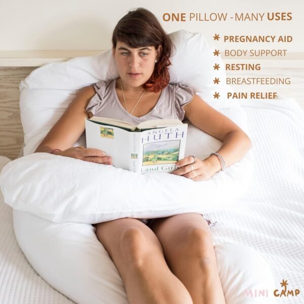 U Shaped Body Pillow - Cooling Maternity Pillow for Pregnant Women with Organic GOTS Certified Cotton Cover - Cuddle Pillow for Adults - Pregnancy Must Have for Comfy Sleep and Relief! - Image 3