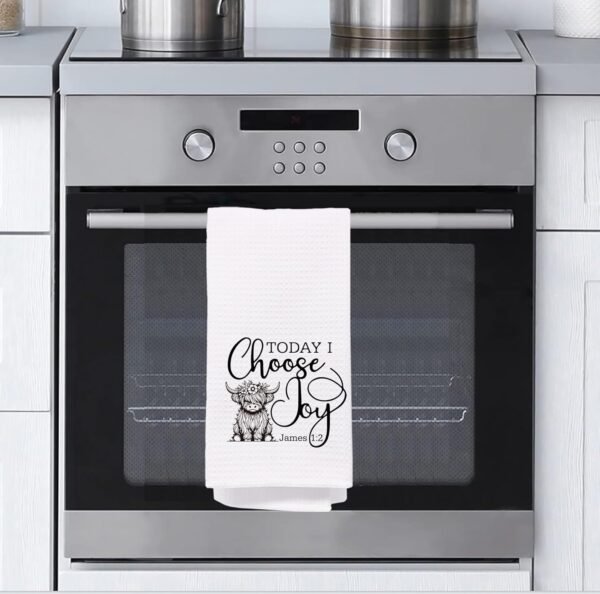 Highland Cattle Kitchen Towels, Christ Kitchen Towels, Funny Kitchen Towels for Women, Highland Cow Gifts Hand Towels, Highland Cow Decor Dish Towels Tea Towels, Cow Kitchen Decor, 16x24 Inch - Image 2