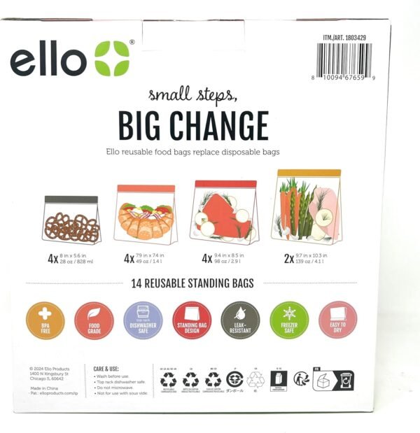 Ello Reusable Food Storage Bags - 14 Pieces - Image 3