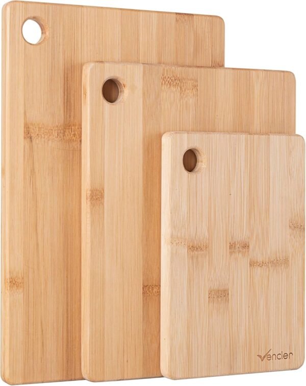 Thick Wooden Cutting Boards Set - Perfect for Meat Carving, Vegetable and Bread Cutting - Bamboo Chopping Board Ensemble (3pc Set)
