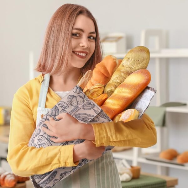 Tioncy 2 Packs Reusable Beeswax Bread Bags Linen Bread Storage Bag with Improved Beeswax Coating Homemade Bread Bags Beewax Food Wraps for Sourdough Bread for Loaf Fresh Freezer Baker Gifts(Brown) - Image 6