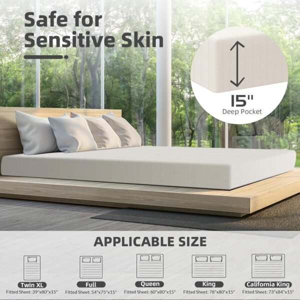 Grounding Fitted Sheets 90% Organic Cotton+10% Pure Silver Fiber, Grounded Sheets with Grounding Cord, Bed Grounding Kit for Healthy Sleep Therapy (Beige, Queen XL) - Image 6