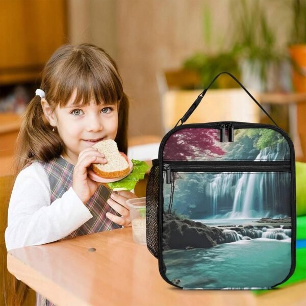 Lunch Bag for Men Women Insulated Lunch Box Waterfall Natural Landscape Lunchbox Lunch Tote Bag for Work Lunch Bag with Side Pockets - Image 7