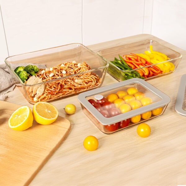 Glass Food Containers with Glass Lid, Microwave Safe Glass Food Storage Container Set, 3 Pack of Large Size, Glass Food Containers with Lids, Glass Meal Prep containers with Leak Proof Lid. - Image 6