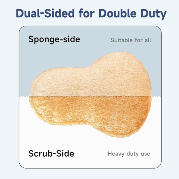 Loofah Exfoliating Body Scrubber, Natural Loofah Sponge, Dual-Sided, Ergonomic Shape, Organic, 100% Biodegradable, for Women, Men, Shower, Bath, Travel (Pack of 3) - Image 3