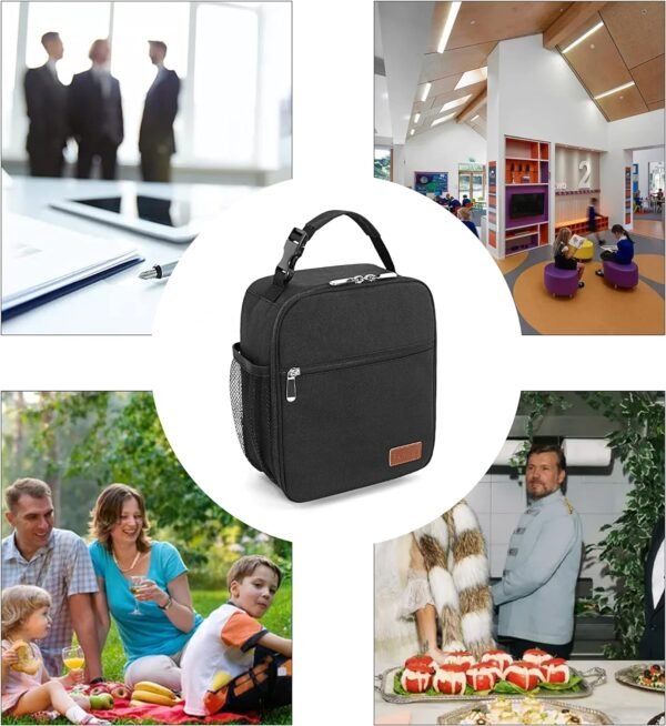 Femuar Lunch Box for Men Women Adults Small Lunch Bag for Office Work Picnic - Reusable Portable Lunchbox, Black - Image 6