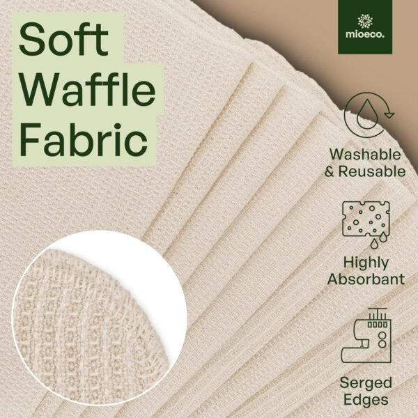 20 Pack Reusable Paper Towels Washable - Nature Friendly - Organic Cotton Alternative - Thick, Strong, Paperless Kitchen Dish Cloths - Reusable Napkins - Dish Towels - Cloth Napkin - Kitchen Towels - Image 5