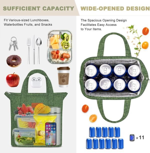Lunch Box for Women, Lunch Bag for Women Men Adult Simple Lunchbox Reusable Insulated Lunch Boxes Large Capacity LunchBag, with Food Storage Bags for Work, Office or Picnic - Image 2