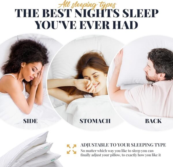 EverSnug Adjustable Layer Pillows for Sleeping - Set of 2, Cooling, Luxury Pillows for Back, Stomach or Side Sleepers (Queen (Pack of 2)) - Image 3
