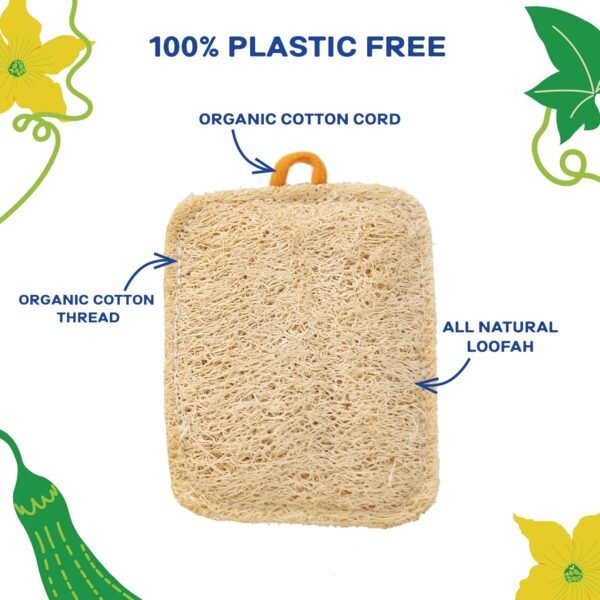 All Natural Loofah Kitchen Sponge (4 Pack) - Eco Friendly Sponges - Compostable Sponge - Biodegradable Sponges Kitchen - Natural Sponges for Dishes - Image 2