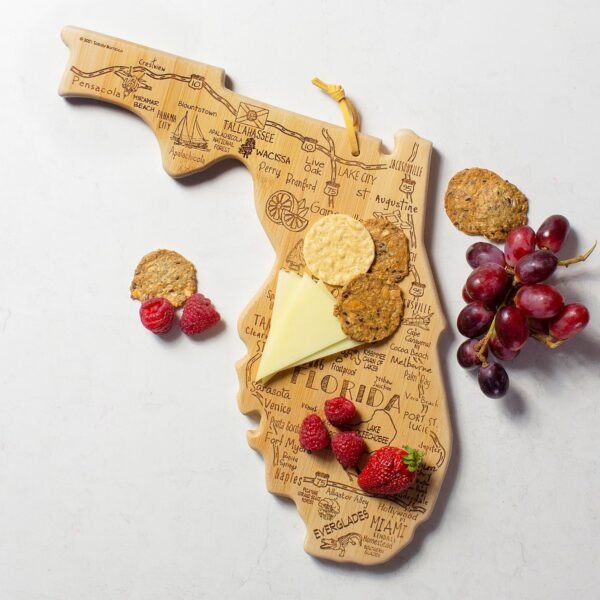 Totally Bamboo Destination Florida State Shaped Serving and Cutting Board, Includes Hang Tie for Wall Display - Image 2