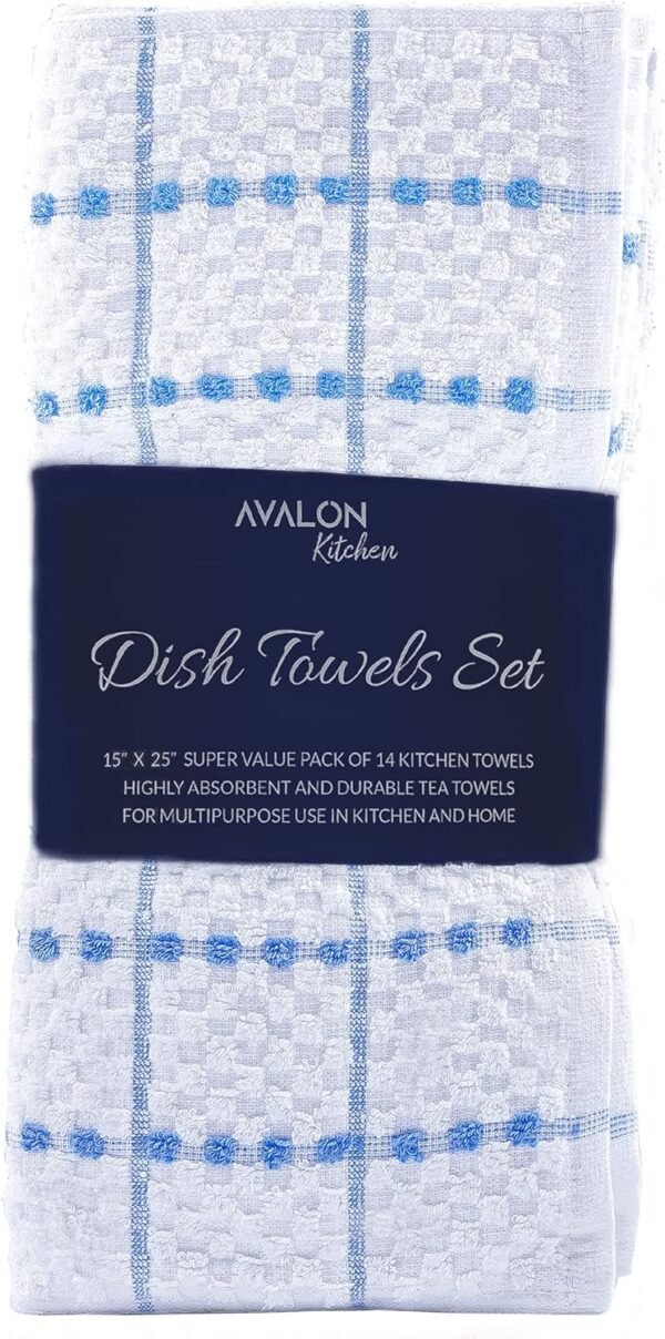 Towels Set (Value Pack of 12) Size 15x25 Inch, 100% Cotton Soft & Absorbent Dish Towels, Tea Towels, Multipurpose Terry Kitchen Towels for Household Cleaning (Blue) - Image 7