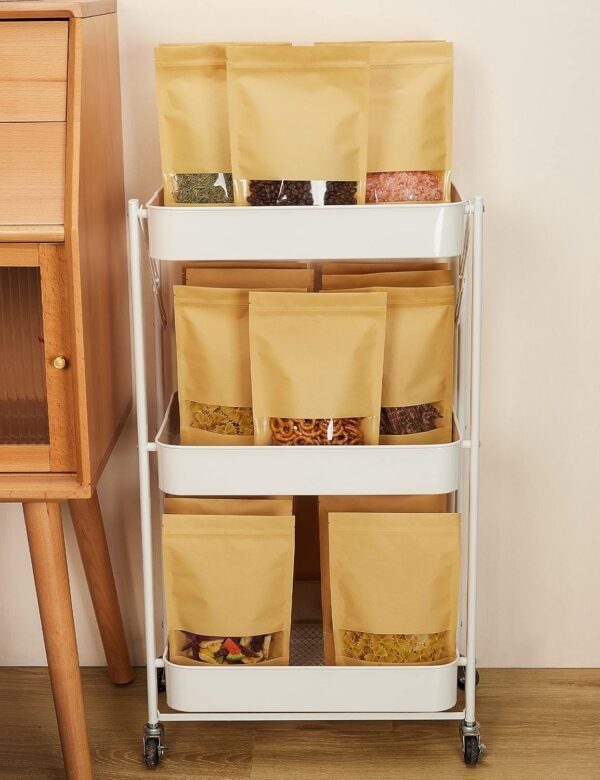 FireKylin 100 Pcs Kraft Paper Bags with Window, 6.3" x 8.6" Stand Up Pouches Bags, Zip Lock Food Storage Bags for Packaging Products, Reusable, Sealable - Image 5