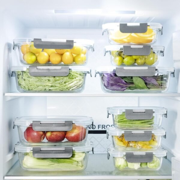 Glass Food Storage Containers with Lids,20 Pieces Glass Storage Container sets,Glass Meal Prep Container,Airtight Glass Lunch Containers,Leakproof,BPA Free(10 lids & 10 Containers) - Image 7