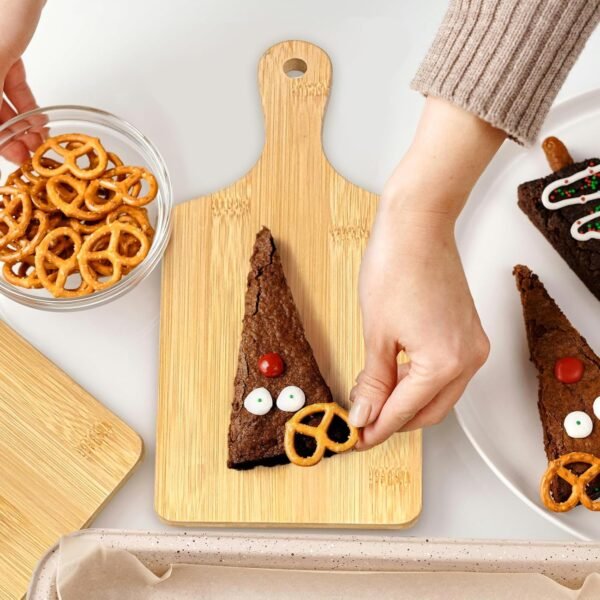 30 Pcs Cutting Boards with Handle 11" x 5" Wood Chopping Board Bulk Charcuterie Wooden Boards Laser Engraving Serving Tray Bulk for DIY Christmas Wedding Housewarming Gift Cooking Decor (Bamboo) - Image 7