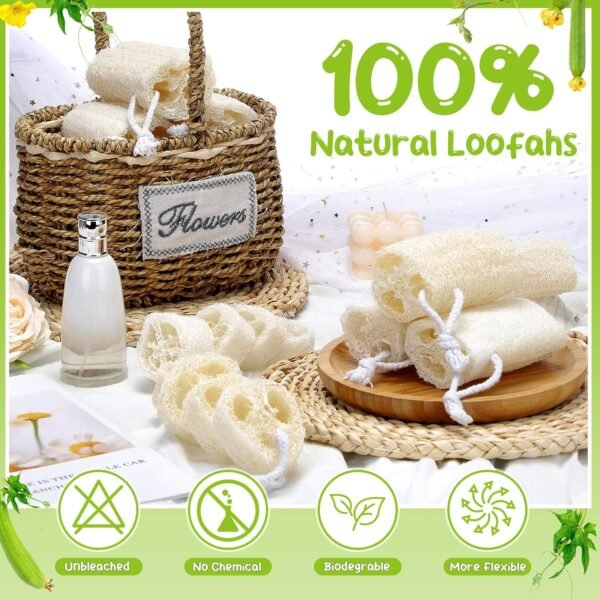 9 Pack 4”Natural Loofah Sponge Small Size Natural Organic Loofah for Kitchen Cleaning Dishes Toddler Exfoliating Skin Care Body Scrubber - Image 3