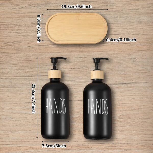 Black Soap Dispenser Set, Contains Dish Soap Dispenser and Hand Soap Dispenser. Glass Soap Dispenser with Stainless Steel Pump, Perfect for Kitchen Decor and Accessories - Black - Image 2