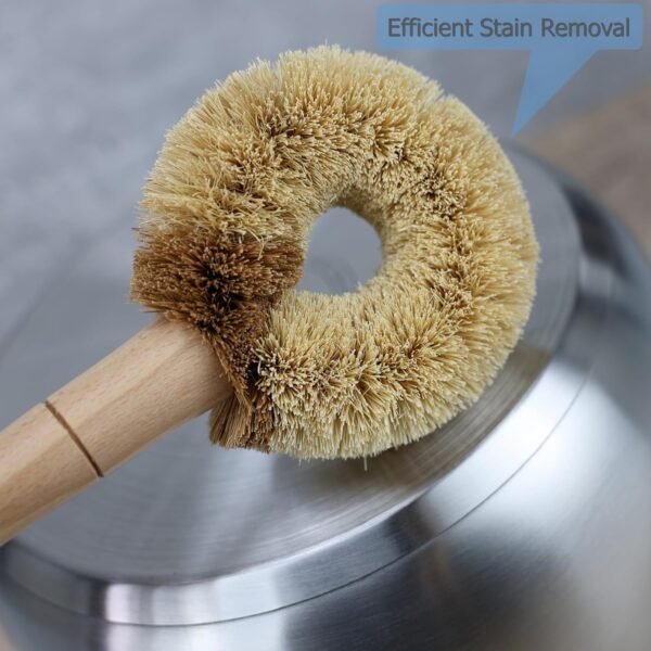 EIKS 2 Pack Kitchen Scrub Brushes Natural Coconut Fiber Cleaning Brushes for Dish Pan Pot Vegetable Fruits Glassware Cookware - Image 5