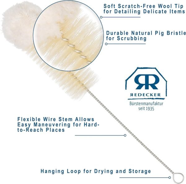 Redecker Natural Pig Bristle and Cotton Cleaning Brush, 12-5/8-Inches - Image 5