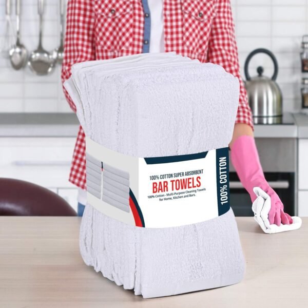 Utopia Cotton Bar Mops, Pack of 12-16 x 19 Inches Dish Towels, Super Absorbent White Multi-Purpose Cleaning Towels for Home and Bars - Image 7