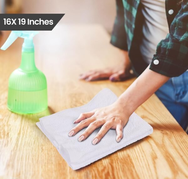 Utopia Cotton Bar Mops, Pack of 12-16 x 19 Inches Dish Towels, Super Absorbent White Multi-Purpose Cleaning Towels for Home and Bars - Image 2