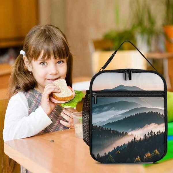 Natural Mist Mountain Tree Lunch Bag Reusable Lunch Tote Bag for Women Men Portable Insulated Lunch Cooler Bags Leakproof Meal Prep Lunch Box with Zipper - Image 7