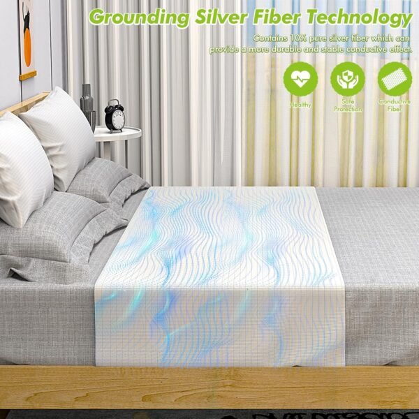 Grounding Sheets for Bed, 92% Organic Cotton + 8% Pure Silver Fiber,Enjoy The Grounding Effect Indoors, for Better Sleep, Pain and Stress Relief, Grounding Mat Set Comes with Grounding Cord - Image 5