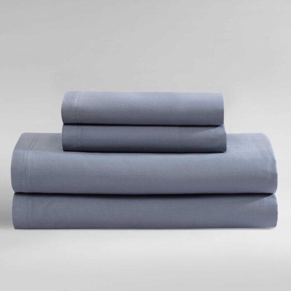 Calvin Klein - Queen Sheets, 100% Organic Cotton Sateen Bedding Set with Deep Pockets, 300-Thread Count Silky Bedding Essentials, Oeko-Tex & GOTS Certified (Organic Earth Dusk Blue, Queen)