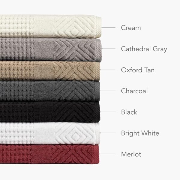 Texere 100% Organic Cotton Diamond Jacquard 700 GSM Luxury Bath Towel Sets - Ultra Soft and Absorbent Hotel and Spa Quality (Diamond, Black, 2 Bath Towels) - Image 5