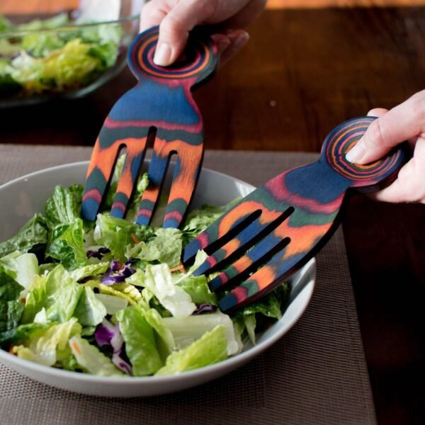 Pakkawood Ultimate Kitchen Starter Set – 9-Piece Bundle with 3 Spoons, 1 Spatula, 3 Spurtles & 2 Salad Hands, Housewarming Gift Set - Image 9