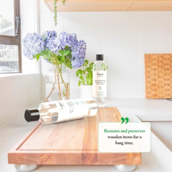 Bayes Food Grade Mineral Oil for Cutting Board - Mineral Oil Food Grade for Bamboo, Teak & Wood Conditioner and Protectant - Cutting Board Oil Food Grade Formula - Wood Oil for Cutting Board - 12 oz - Image 5