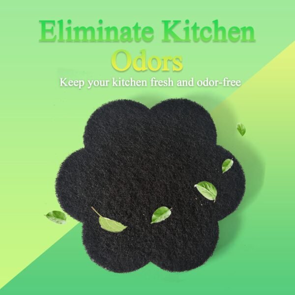Universal 6.7 inch Stick-on Activated Charcoal Odor Absorbing Filters Deodorizer for Trash Cans Kitchen Compost Bin, Replacement Filter Countertop Home Bucket Refill Sets (Flower) - Image 5
