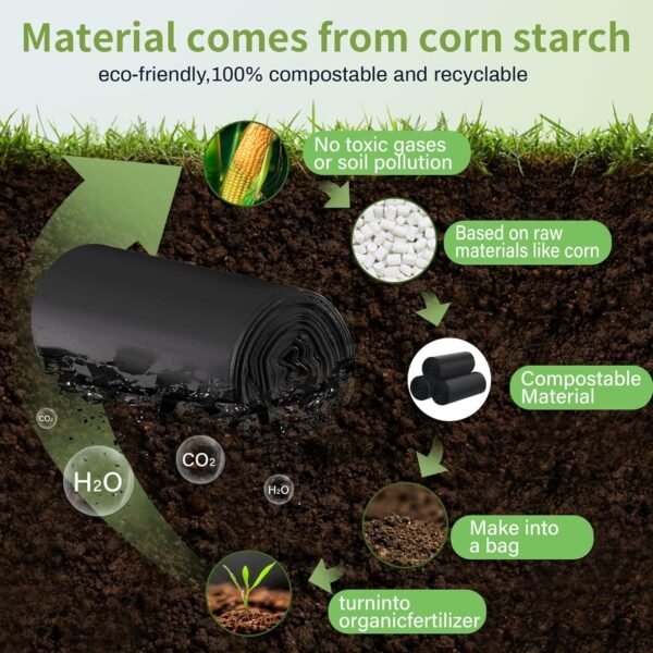 5 Gallon Trash Bags Compostable Portable Toilet Bags 100% Compost Garbage Bag Extra Thick 0.86 Mil for Camping Travel Kitchen Bathroom BPI Certified 30 Counts, Black - Image 6