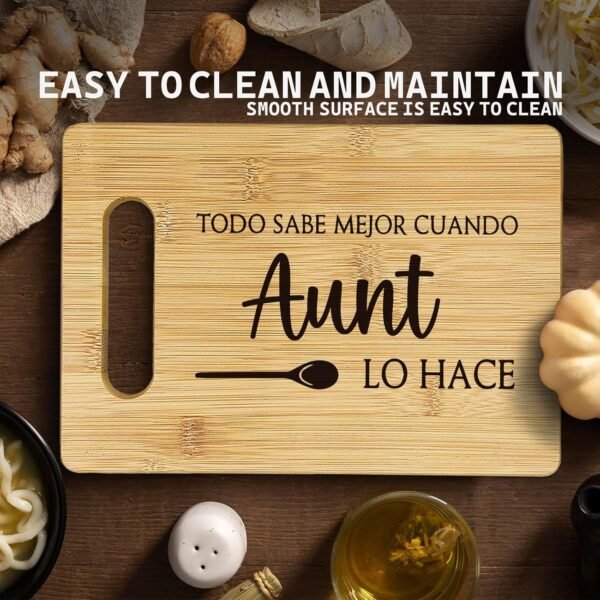 Aunt Cutting Boards for Kitchen, Aunt Gifts Bamboo Cutting Board, Todo Sabe Mejor Cuando Aunt Lo Hace Decorative Cutting Board, Aunt Gifts for Christmas, Best Aunt Gifts, Gifts for Aunt - Image 4