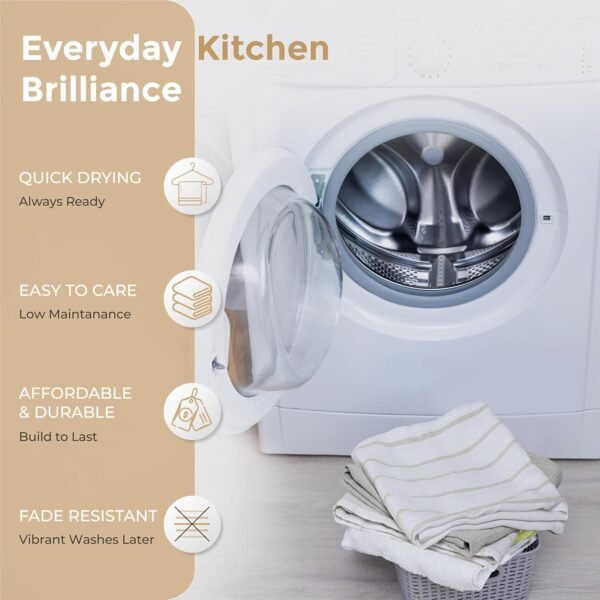 THREAD SPREAD Kitchen Towels Set - Pack of 4 Multiweave Pattern Cotton Dish Towels - 18”x 28” - Kitchen Hand Towels - Absorbent - Dish Towels for Kitchen - Quick Drying Kitchen Towels - Grey - Image 8