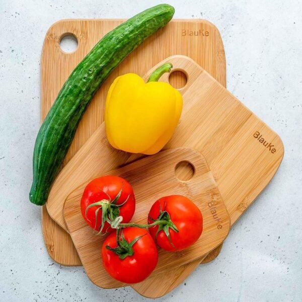 Wood Cutting Boards for Kitchen – Bamboo Cutting Board Set, Chopping Board, Serving Tray – Wooden Cutting Boards for Kitchen – BlauKe® - Image 3