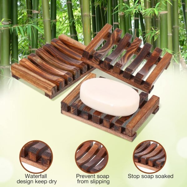 Skylety Shower Soap Holder Wooden Soap Dish Draining Soap Saver Soap Tray Soap Case Soap Stand for Bathroom Kitchen Travel Sponge Shampoo Sink, 4.5 x 3.1 x 0.9 Inches (Brown Color,30 Pieces) - Image 7