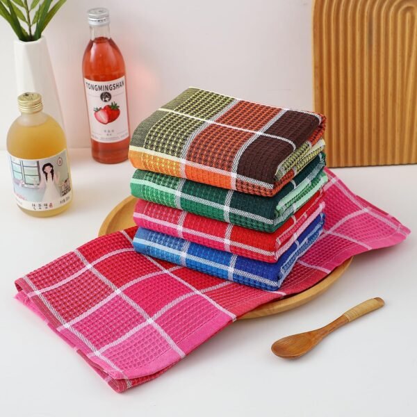Bright Large Kitchen Towels, 4-Pack, 16 Inch x 26 Inch Buffalo Check Dish Towels for Washing Drying Dishes, Colorful Waffle Design Tea Towels Bar Towels, Buffalo - Image 4