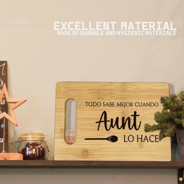 Aunt Cutting Boards for Kitchen, Aunt Gifts Bamboo Cutting Board, Todo Sabe Mejor Cuando Aunt Lo Hace Decorative Cutting Board, Aunt Gifts for Christmas, Best Aunt Gifts, Gifts for Aunt - Image 2
