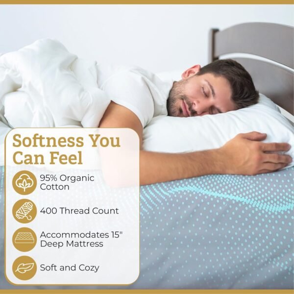 Grounding Sheets Queen Size - Organic Cotton & Silver Fibre Earthing Sheets for Bed - Grounding Rod & Cord Included for Indoor or Outdoor Grounding - Image 2