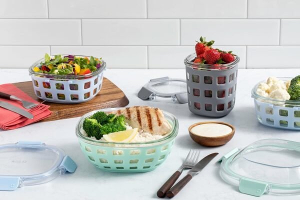 Ello Duraglass Meal Prep Lunch Bowl Container, 5 cup- Glass Food Storage Container with Silicone Sleeve and Airtight BPA-Free Plastic Lid, Dishwasher, Microwave, and Freezer Safe - Image 7