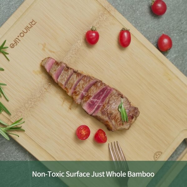 Totally Unfold Bamboo Cutting Boards for Kitchen Gift Non Toxic Solid Unfold Nature Working Surface No Glue Non Toxic No Paint Thick One piece Chopping Charcuterie Cheese board Wooden meat - Image 6