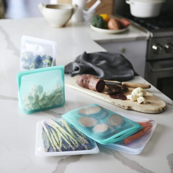 Stasher Platinum Silicone Food Grade Reusable Storage Bag,Clear (Bundle 4-Pack Large + Bag to Give),Reduce Single-Use Plastic,Cook, Store, Sous Vide, or Freeze, Dishwasher-Safe, Eco-friendly - Image 6