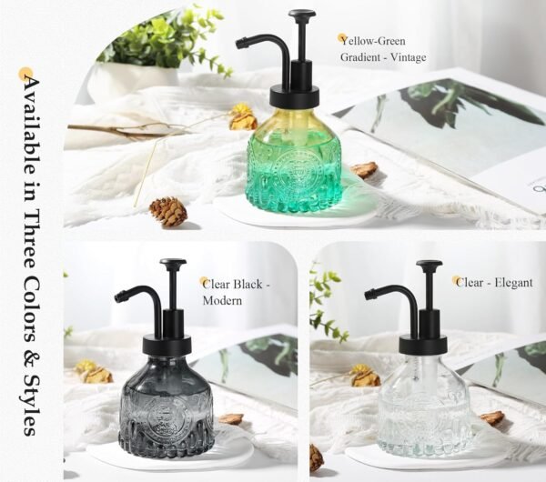 Green Soap Dispenser, Small Hand Soap Dispenser Bathroom, Vintage Glass Soap Dispenser with Pump, 7 oz Mini Dish Soap Dispenser for Kitchen, Liquid Bathroom Countertop Soap and Lotion Bottles - Image 4